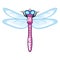 Cute Purple Dragonfly with Blue Wings