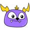 Cute purple fanged monster head, doodle icon drawing