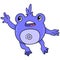 A cute purple frog monster dancing, doodle icon image kawaii