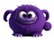 Cute purple furry monster on a transparent background