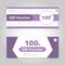 Cute purple gift voucher template layout design set, certificate discount coupon pattern for shopping