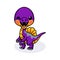 Cute purple little dinosaur cartoon