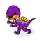 Cute purple little dinosaur cartoon running