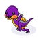 Cute purple little dinosaur cartoon running