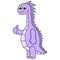 Cute purple long neck dinosaur, doodle icon image kawaii