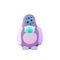 Cute purple monster, childish cartoon character wear masks to protect from COVID isolated on white