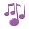 Cute purple musical notes cartoon decoration icon