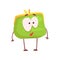 Cute purse character, funny green humanized pouch cartoon vector illustration