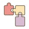 Cute puzzle child toy block style icon