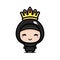 Cute queen cartoon character wearing Muslim costume with veil and crown