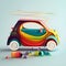 Cute Quilling Paper Car Illustration