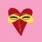 A cute quirky strange clockwork red heart with a funny face and wings