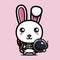 Cute rabbit animal cartoon characters wearing astronaut costumes