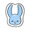 Cute rabbit animal face vector sticker with shadow on white background. Sweet bunny head handdrawn illustration