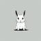 Cute Rabbit Art: Minimalist Cartoon Style With Dark White And Light Gray