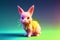 Cute rabbit in bright colors. Fluffy charming bunny on colored background. Generative AI.