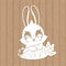 Cute rabbit with a carrot. Template for laser cutting. Vector
