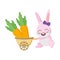 Cute rabbit carrots in stroller
