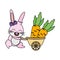 cute rabbit carrots in stroller