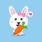 Cute rabbit carrying carrot