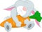 Cute rabbit cartoon hugging carrot