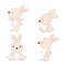 Cute rabbit cartoon set.