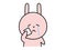 A cute rabbit character wipes tears with a handkerchief