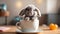 Cute rabbit cup cartoon banner comfort charming