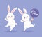 Cute rabbit dancing with easter sticker