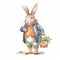 Cute Rabbit Enjoying a Fresh Carrot on a Clean White Background. Perfect for Children\\\'s Books and Posters.