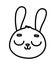 Cute rabbit face close eyes cartoon icon thick line