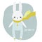 Cute rabbit. Funny little bunny in cartoon style. Vector illustration