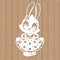 Cute rabbit girl in a dress. Template for laser cutting. Vector