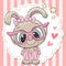 Cute Rabbit girl in pink eyeglasses