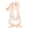 A cute rabbit with long ears is worth it. An element for Easter design. Imitation of handmade watercolors