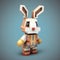 Cute Rabbit Pixel Character In Voxel Art Style
