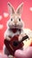 A cute rabbit plays the guitar