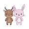 cute rabbit with reindeer animals character