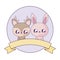 cute rabbit with reindeer baby kawaii style