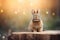 The Cute rabbit sit on the wood, light bokeh form nature background, Generated AI