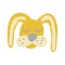 Cute rabbit sleep icon, sticker. hand drawn. illustration for children. yellow, gold, Easter animal