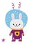 Cute rabbit in space helmet. Funny adventure mascot