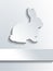 Cute rabbit symbol over blank label