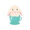 Cute rabbit in teacup, illustration, set for baby fashion