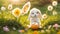 Cute rabbit traditional the lawn spring sunny holiday decorated greeting garden friend seasonal small decorative fluffy