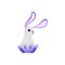 Cute rabbit with ultra violet ears and legs sitting and looking at something.