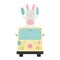 Cute rabbit in van hippie boho style