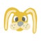 cute rabbit vector icon, sticker. hand drawn. illustration for children. yellow, gold, animal, Easter bunny