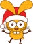 Cute rabbit wearing Santa hat and celebrating Christmas