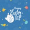 Cute rabbits and colorful eggs, Happy Easter`s Day, Lettering background decorated with colourful eggs. Vector illustration greeti